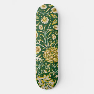 Skateboard Arte Floral Verde Cherwell Vintage de William Morr