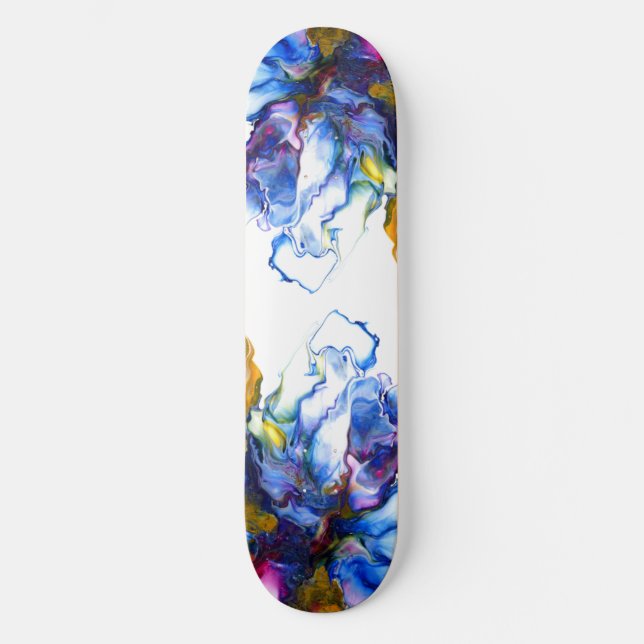 Skateboard Arte Fluido de Agante de Mármol Azul (Anverso)