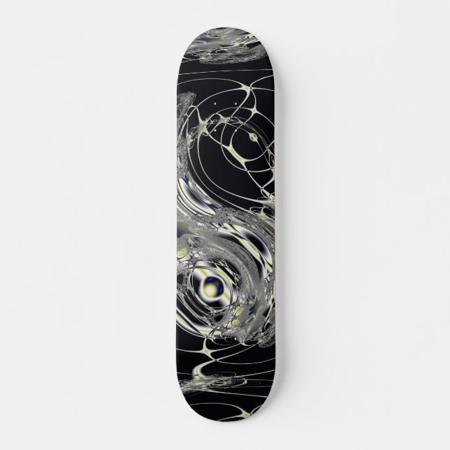 Skateboard Arte fractal abstracto de red dorada (Anverso )