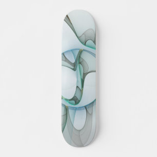 Skateboard Arte fractal abstracto moderno azul turquesa gris