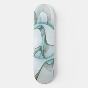 Skateboard Arte fractal abstracto moderno azul turquesa gris