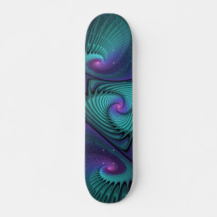 Skateboard Arte fractal abstracto moderno que combina púrpura