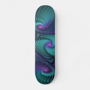 Skateboard Arte fractal abstracto moderno que combina púrpura