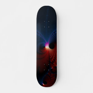 Skateboard Arte fractal de celdas azules rojas