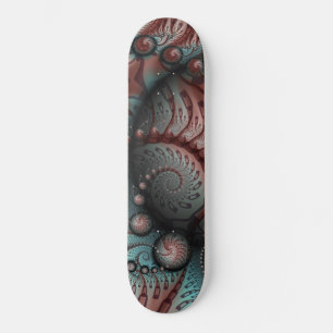 Skateboard Arte fractal de fantasía vívida abstracta marrón a