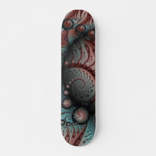 Skateboard Arte fractal de fantasía vívida abstracta marrón a