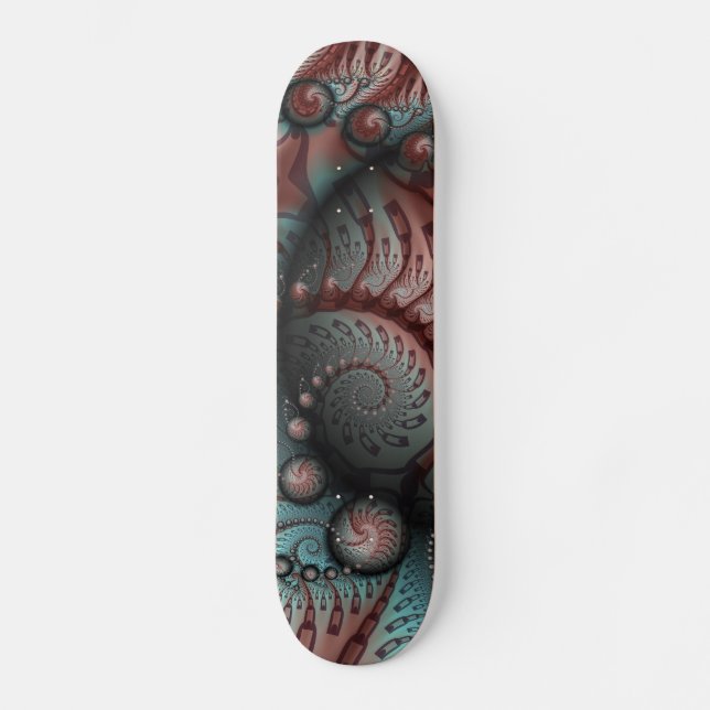 Skateboard Arte fractal de fantasía vívida abstracta marrón a (Anverso)