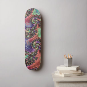Skateboard Arte fractal de tono de joya colorido bohemio hipp