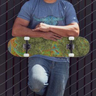 Skateboard Arte fractal en espiral psicodélico alucinante