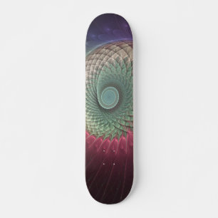 Skateboard Arte fractal moderno abstracto de caracol colorido