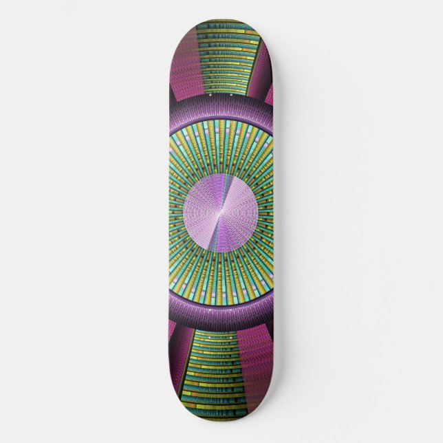 Skateboard Arte Fractal Moderno, Redondo Y Colorido (Anverso)