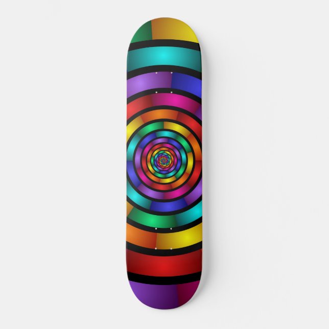 Skateboard Arte Fractal moderno redondo y psicodélico (Anverso)