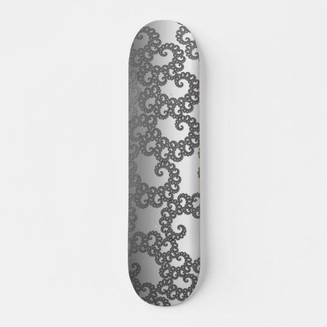 Skateboard Arte fractal plateado (Anverso )