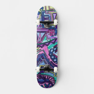 Skateboard Arte Geométrico Moderno Pintado A Mano Libre