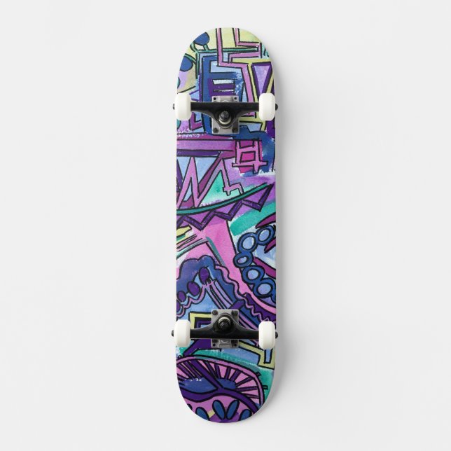 Skateboard Arte Geométrico Moderno Pintado A Mano Libre (Anverso)