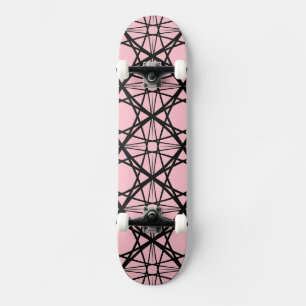 Skateboard Arte geométrico negro y rosa