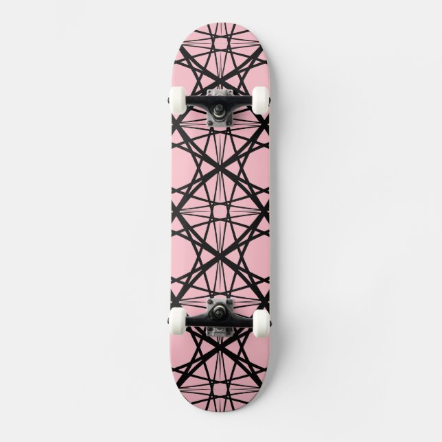 Skateboard Arte geométrico negro y rosa (Anverso)