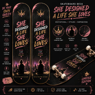 Skateboard Arte gráfico motivacional femenino en la calle