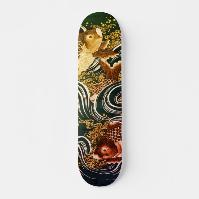 Skateboard Arte japonés de carpas Koi (Anverso )