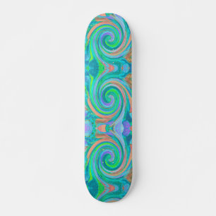 Skateboard Arte líquido de remolino de color acuamarina y cor