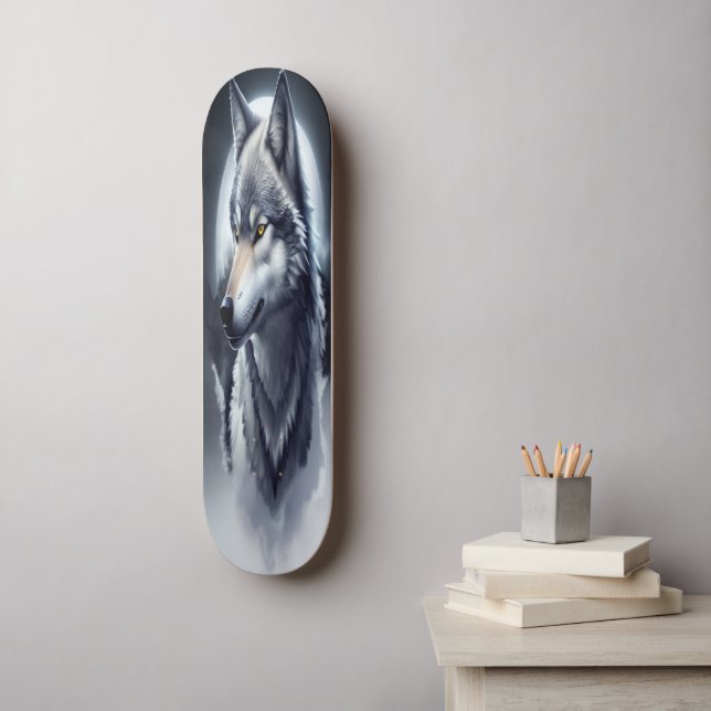 Skateboard Arte Majastic Wolf, diseño de arte digital (Arte de la pared)