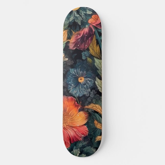 Skateboard Arte natural de flores (Anverso)