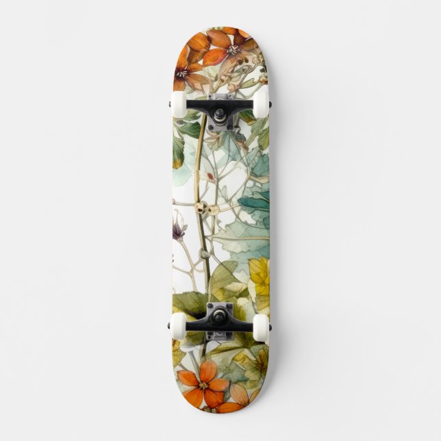 Skateboard Arte natural de flores (Anverso)