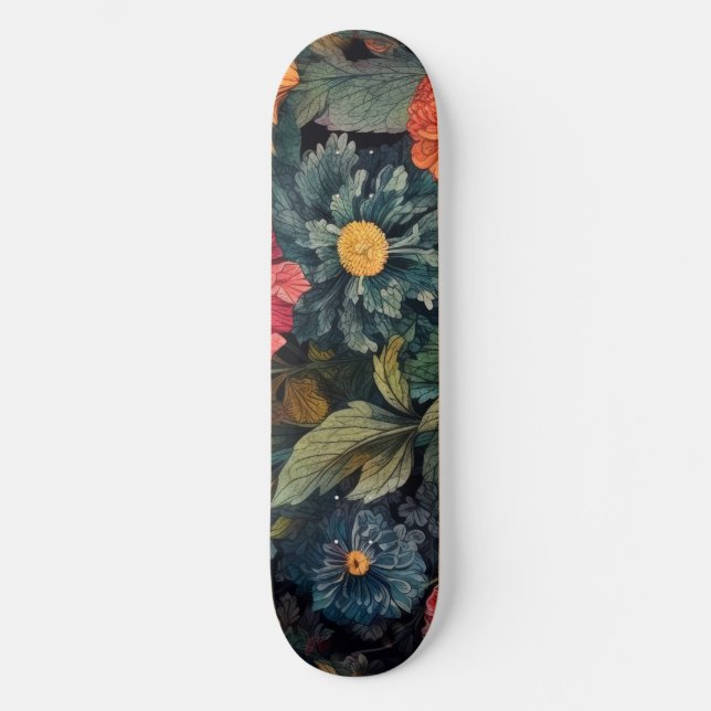 Skateboard Arte natural de flores (Anverso)