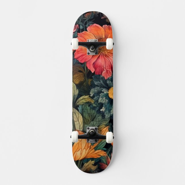 Skateboard Arte natural de las flores (Anverso)