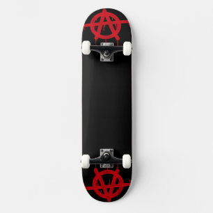 Skateboard Arte Original Anarquía Rojo y Negro