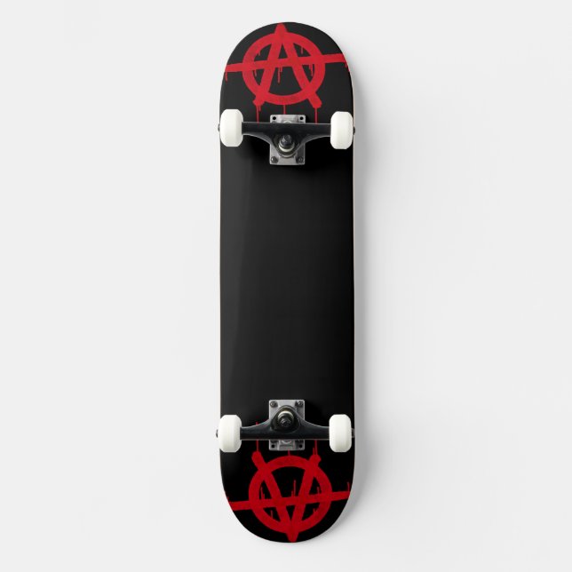 Skateboard Arte Original Anarquía Rojo y Negro (Anverso)