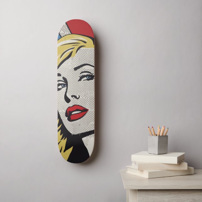 Skateboard Arte pop americano blondinense (Arte de la pared)