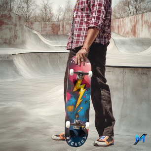 Skateboard Arte Pop Audaz Relámpago - Estilo Grafiti Eléctric