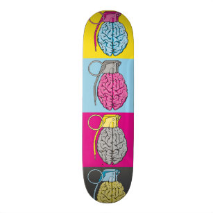 Skateboard Arte pop de la granada del cerebro