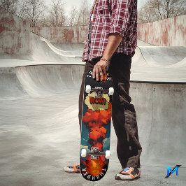 Skateboard Arte Pop explosivo - Audaz Estilo Cómico, Impacto