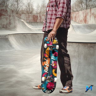 Skateboard Arte Pop Geométrico - Conduce Rápido, Vive Libre