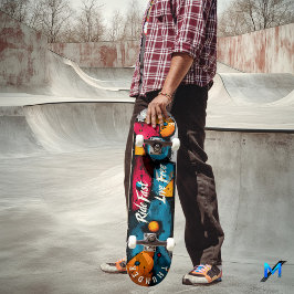 Skateboard Arte Pop Geométrico en Negrita - Monta Rápido, Viv