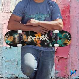 Skateboard Arte Pop Graffiti de Montaña - Motto Vive para Mon