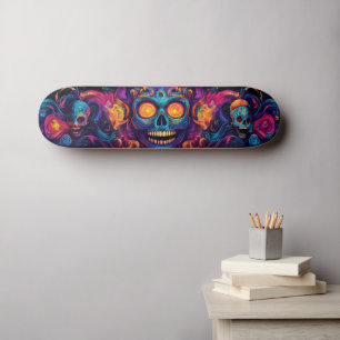Skateboard Arte psicodélico de la calavera azucarera - Día de