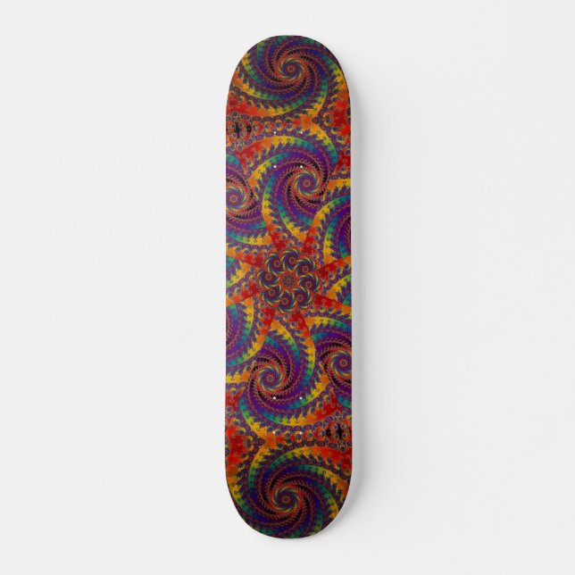 Skateboard Arte psicodélico del fractal del arco iris del (Anverso )