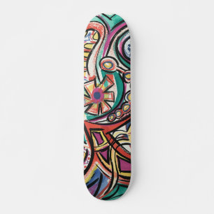 Skateboard Arte Resumen Pintado De Mano Tropical Moderna