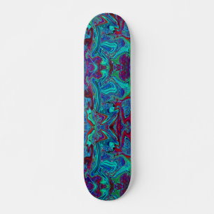 Skateboard Arte Retro Abstracto Groovy en Azul y Rojo
