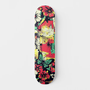 Skateboard Arte urbano inspirado en mariposa floral