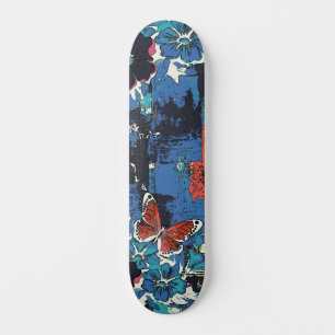 Skateboard Arte urbano inspirado en mariposa floral