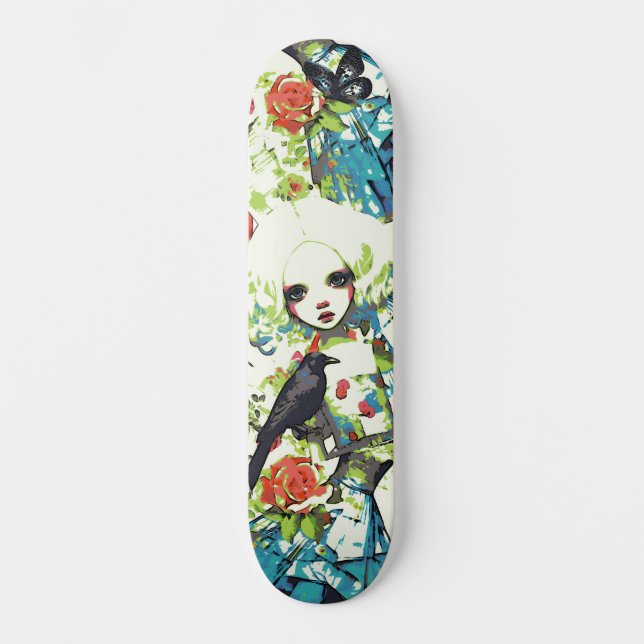 Skateboard Arte urbano inspirado por una chica gótica (Anverso)