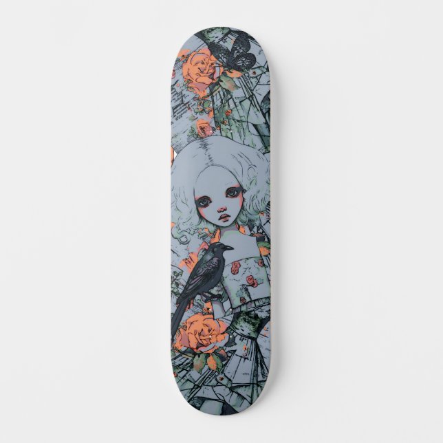 Skateboard Arte urbano inspirado por una chica gótica (Anverso)