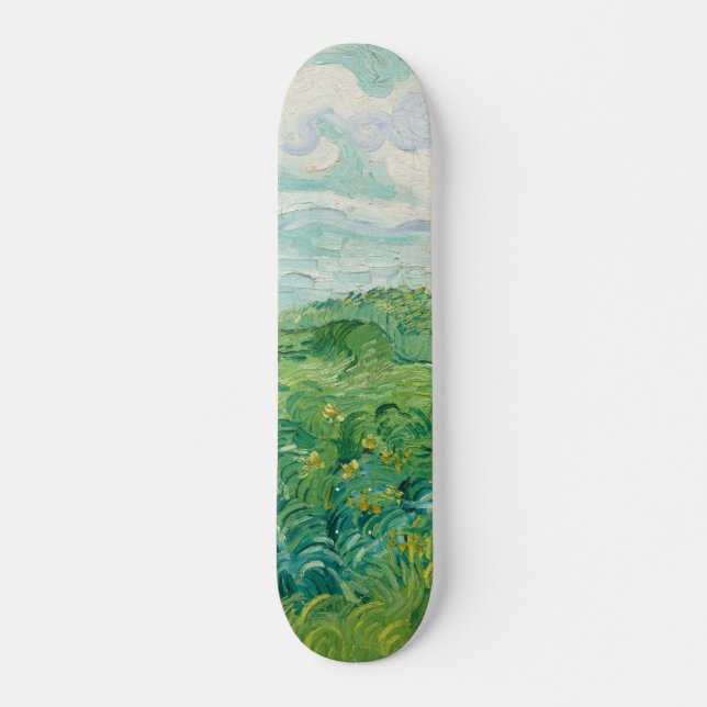 Skateboard Arte verde Van Gogh del paisaje de los campos de (Anverso )