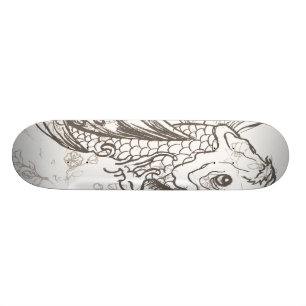 Skateboard arte vintage de peces koi japoneses