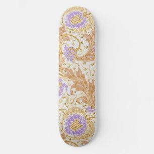 Skateboard Artes y Oficios de Walter Crane Floral Morado