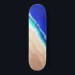 Skateboard Artsy Modern Blue Verde azulado Sandy Beach Waterc<br><div class="desc">Este diseño artístico y moderno de acuarela es perfecto para la temporada de verano. Se trata de una playa tropical de color verde verde azulado pintada a mano, azul cobalto y marrón arena. Es genial, único, artístico y de moda. ***NOTA DE DISEÑO IMPORTANTE: Para cualquier solicitud de diseño personalizado, como...</div>